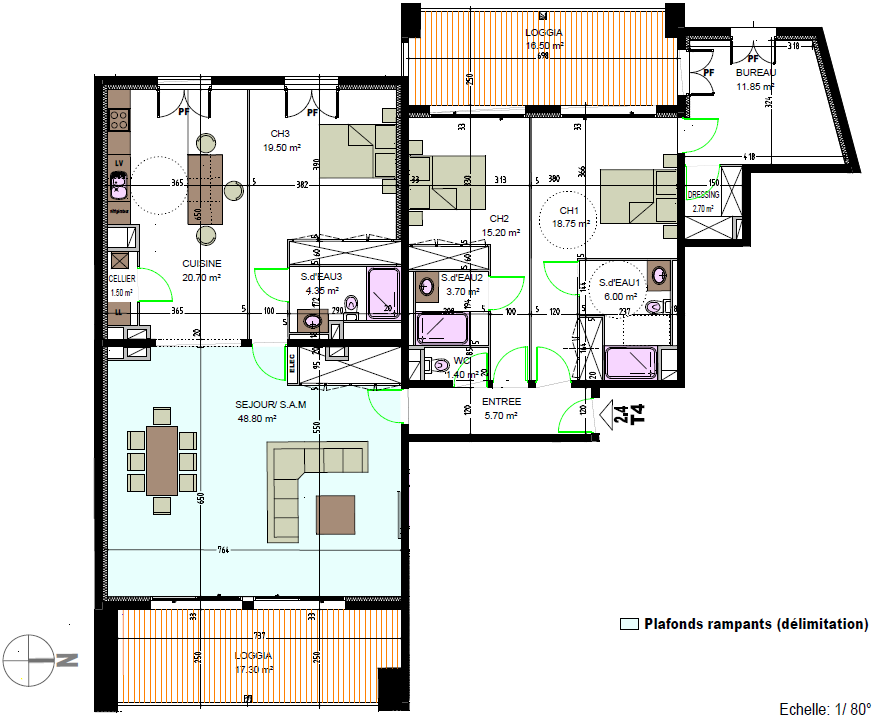 Exemple Plan appartement T2 neuf argian